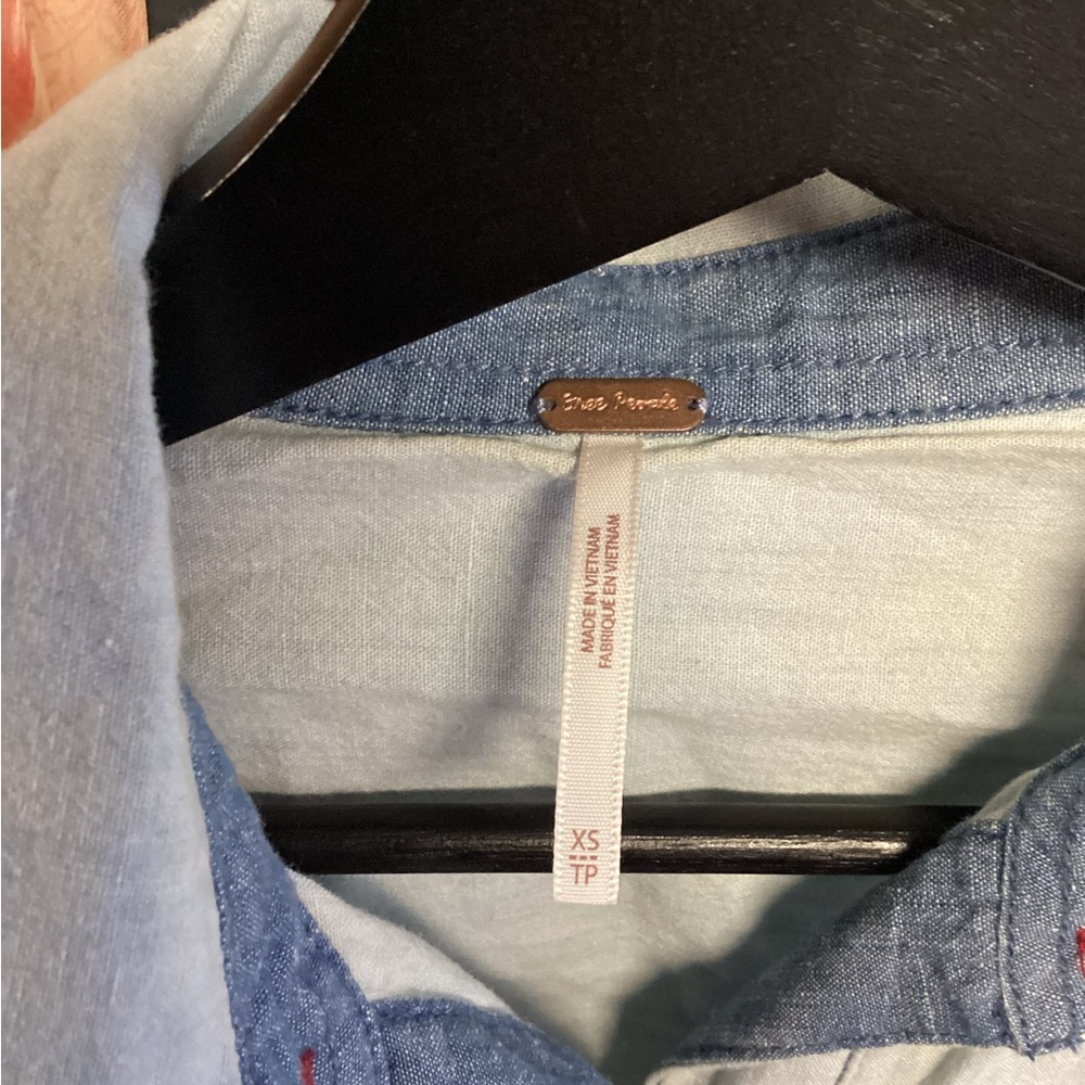 Free People Light Blue Button Down Shirt paisley - Picture 2 of 5